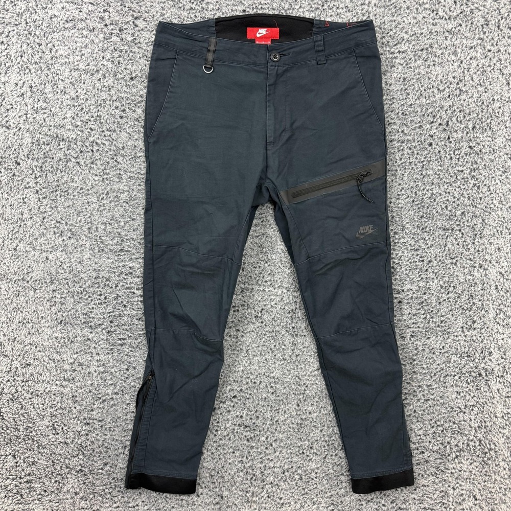 Nike Pants Mens 30 Gray Woven Jogger Track Tapered Zip Pocket 727344-010
